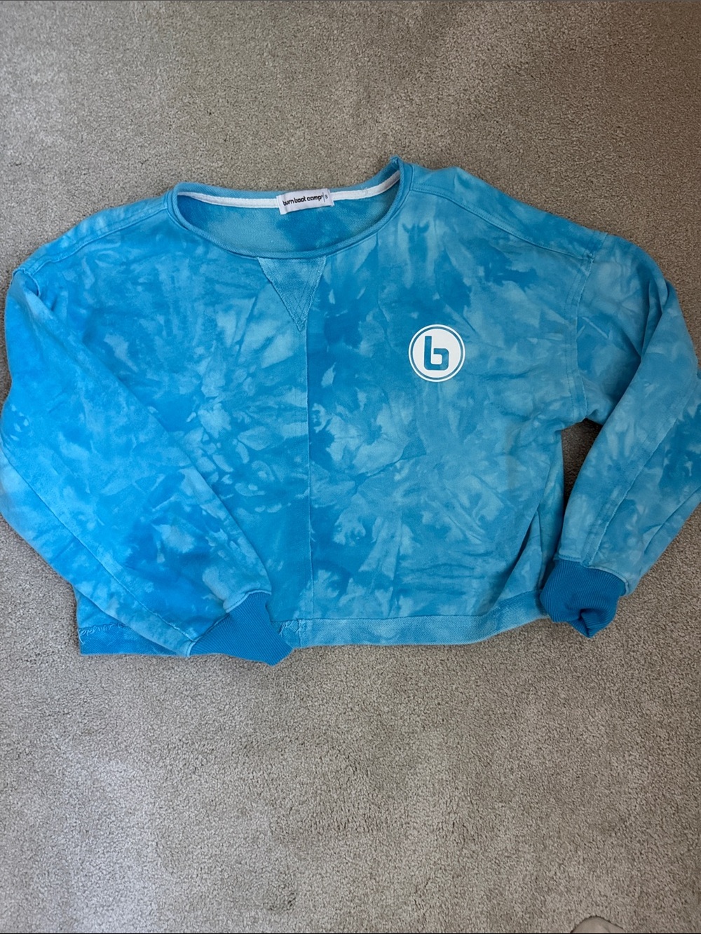 Burn Bootcamp Blue Tie-Dye Cropped Sweatshirt S